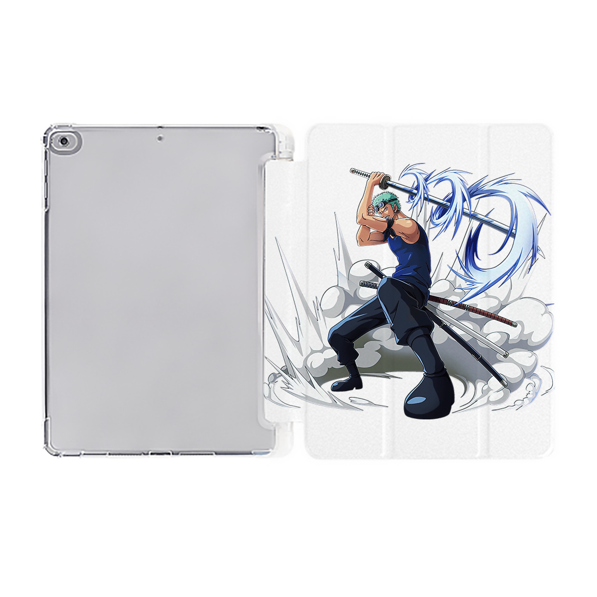 （画像用） ワンピース ロロノア・ゾロ ONE PIECE Roronoa Zoro IPad ケース ペン収納付き 三つ折りスタンド PUレザー×シリコン 対応機種9.5/10.5/10.9インチ